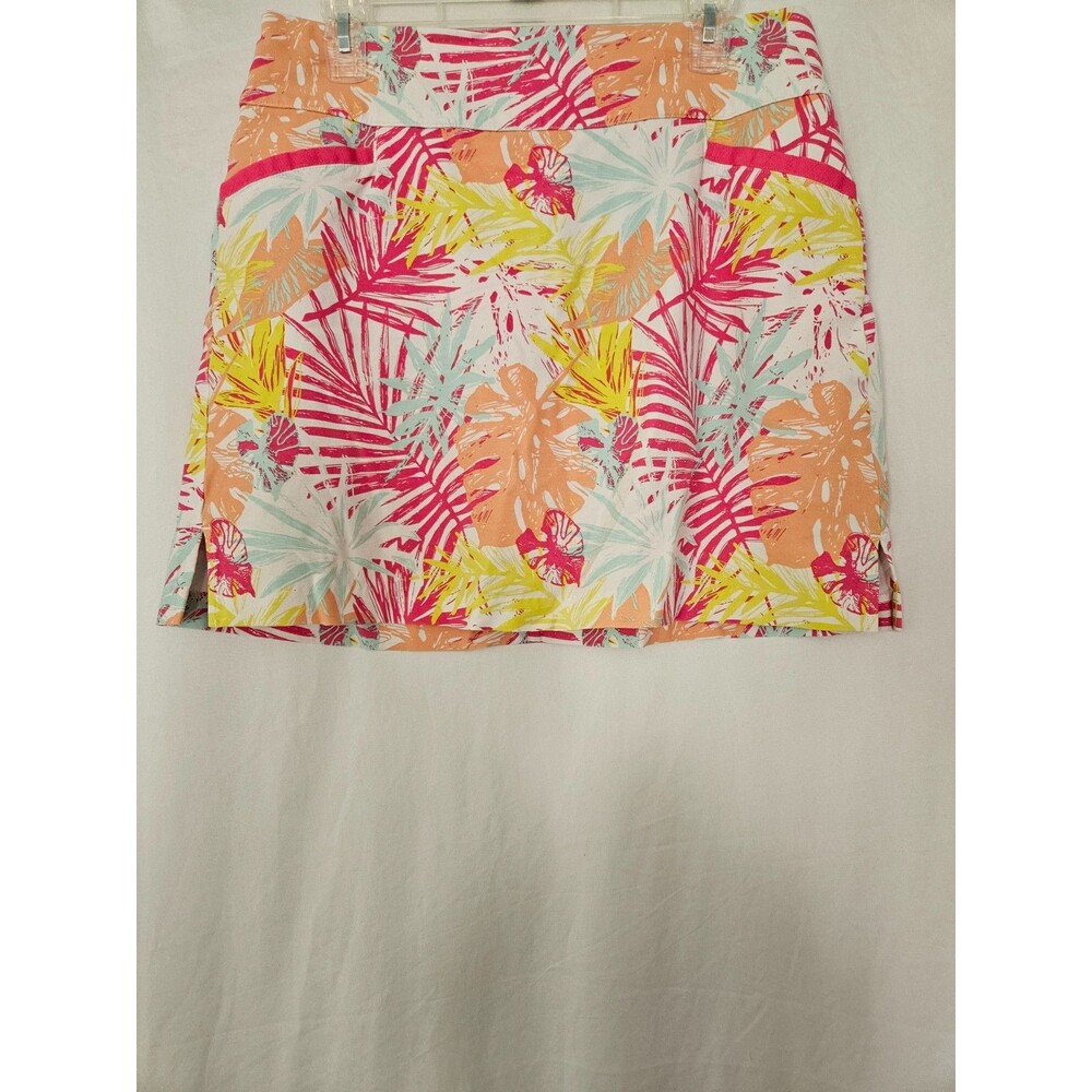 Lady Hagen coral pink palms back zip stretch skort *Sz L*